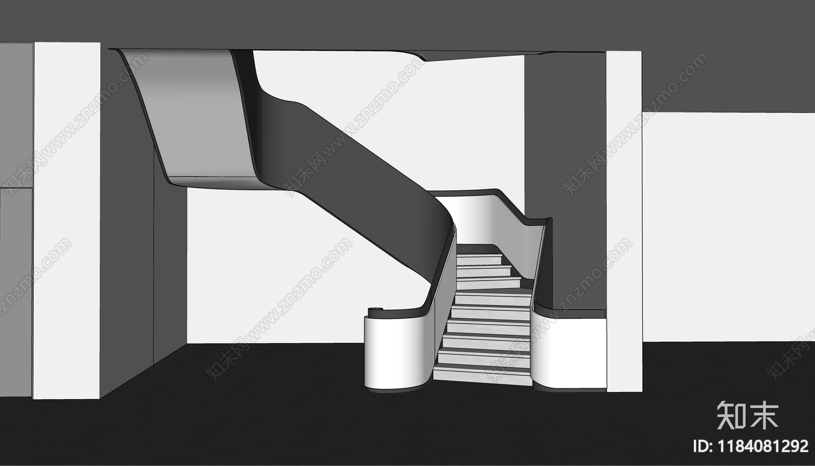 现代楼梯SU模型下载【ID:1184081292】
