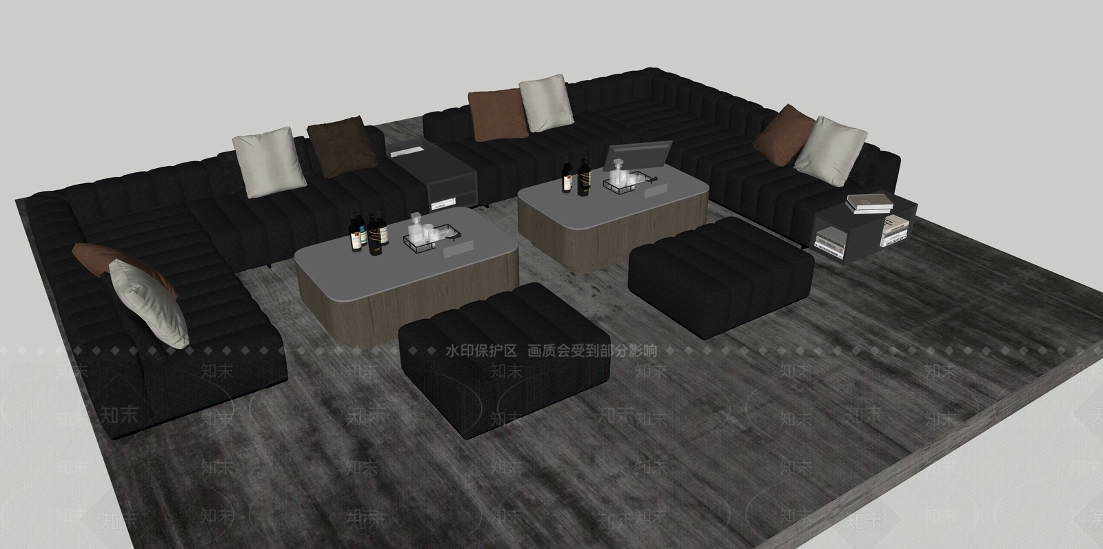 现代极简卡座沙发SU模型下载【ID:1184082989】