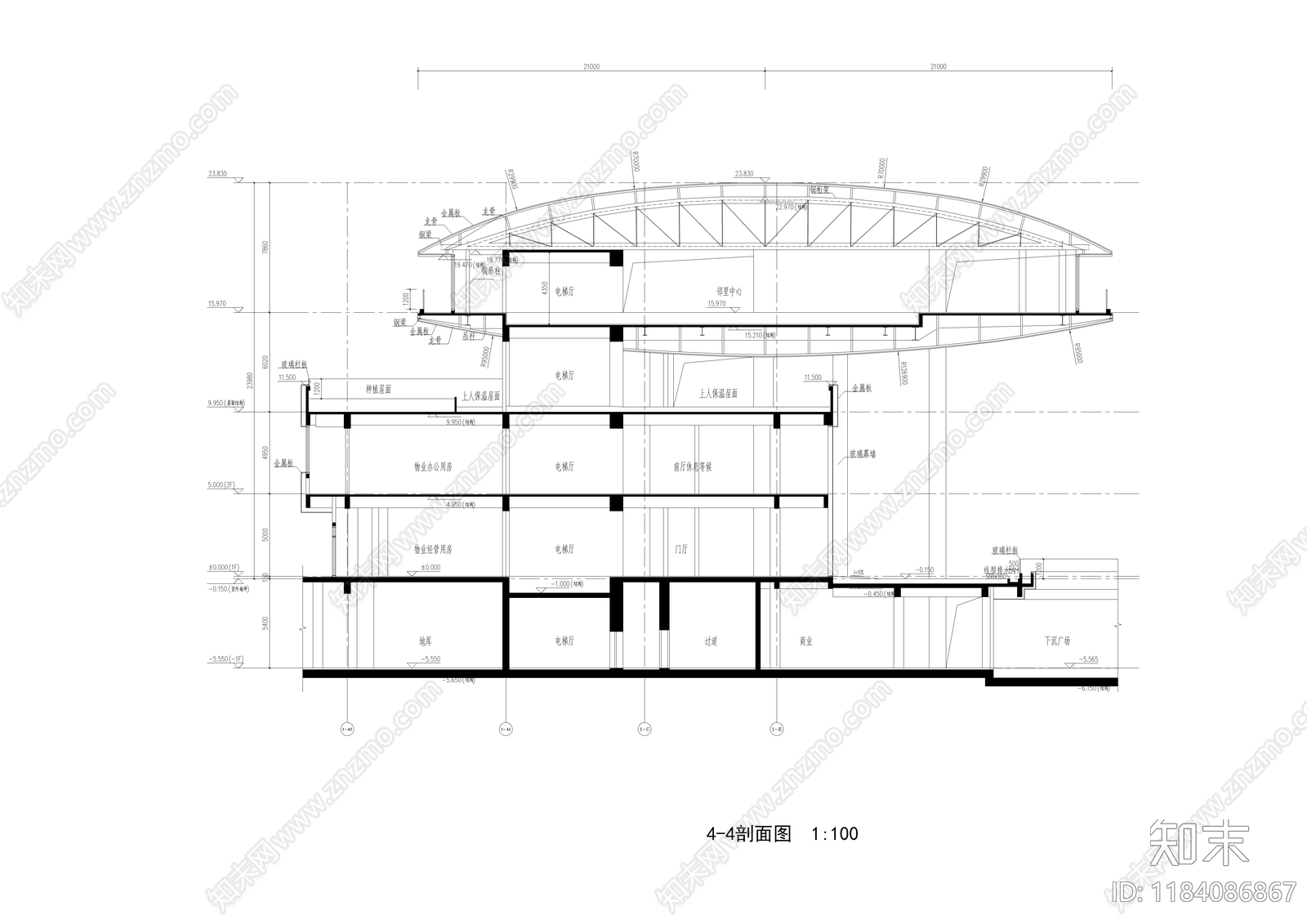幕墙结构cad施工图下载【ID:1184086867】