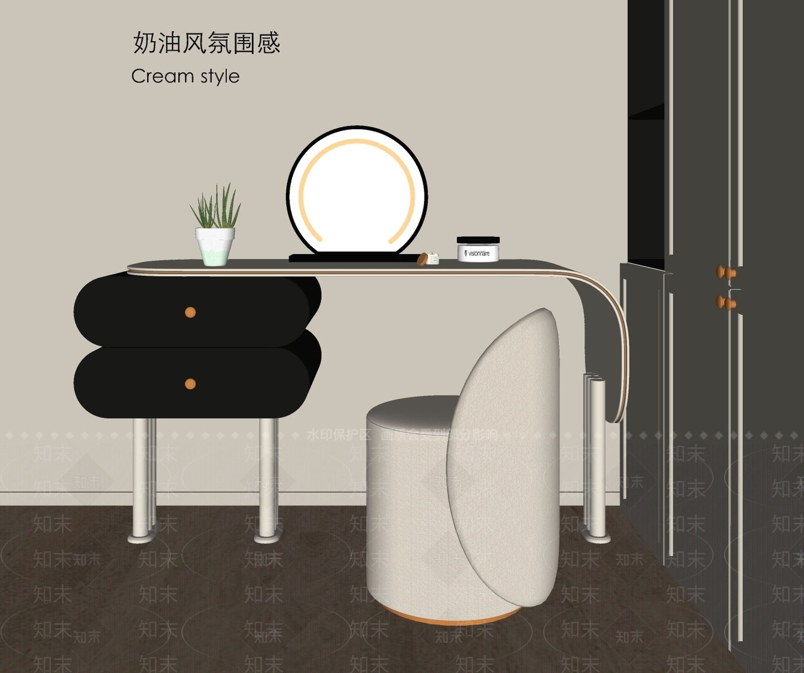 现代梳妆台SU模型下载【ID:1184091956】