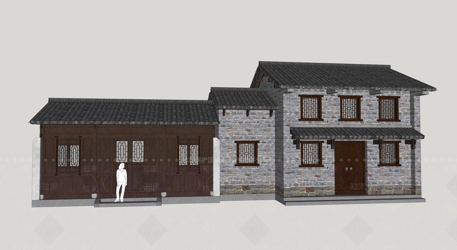 中式古建筑SU模型下载【ID:1184092221】