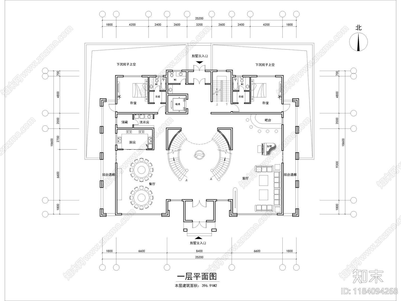 新中式中式别墅建筑施工图下载【ID:1184094268】