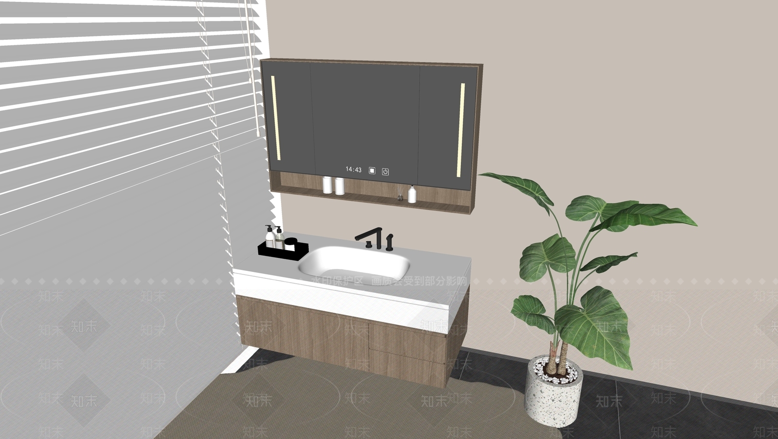 现代浴室柜SU模型下载【ID:1184100292】