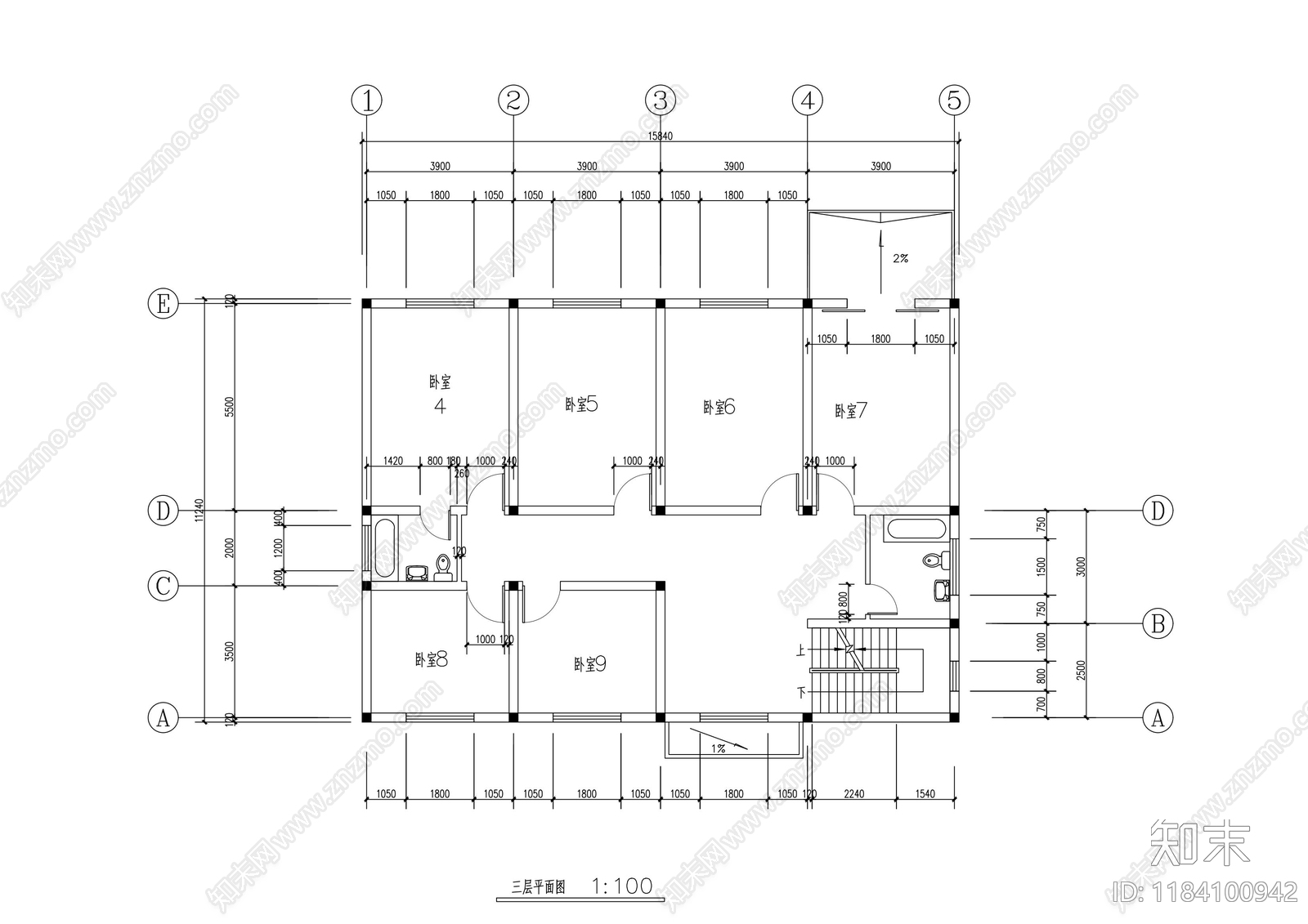 平层施工图下载【ID:1184100942】