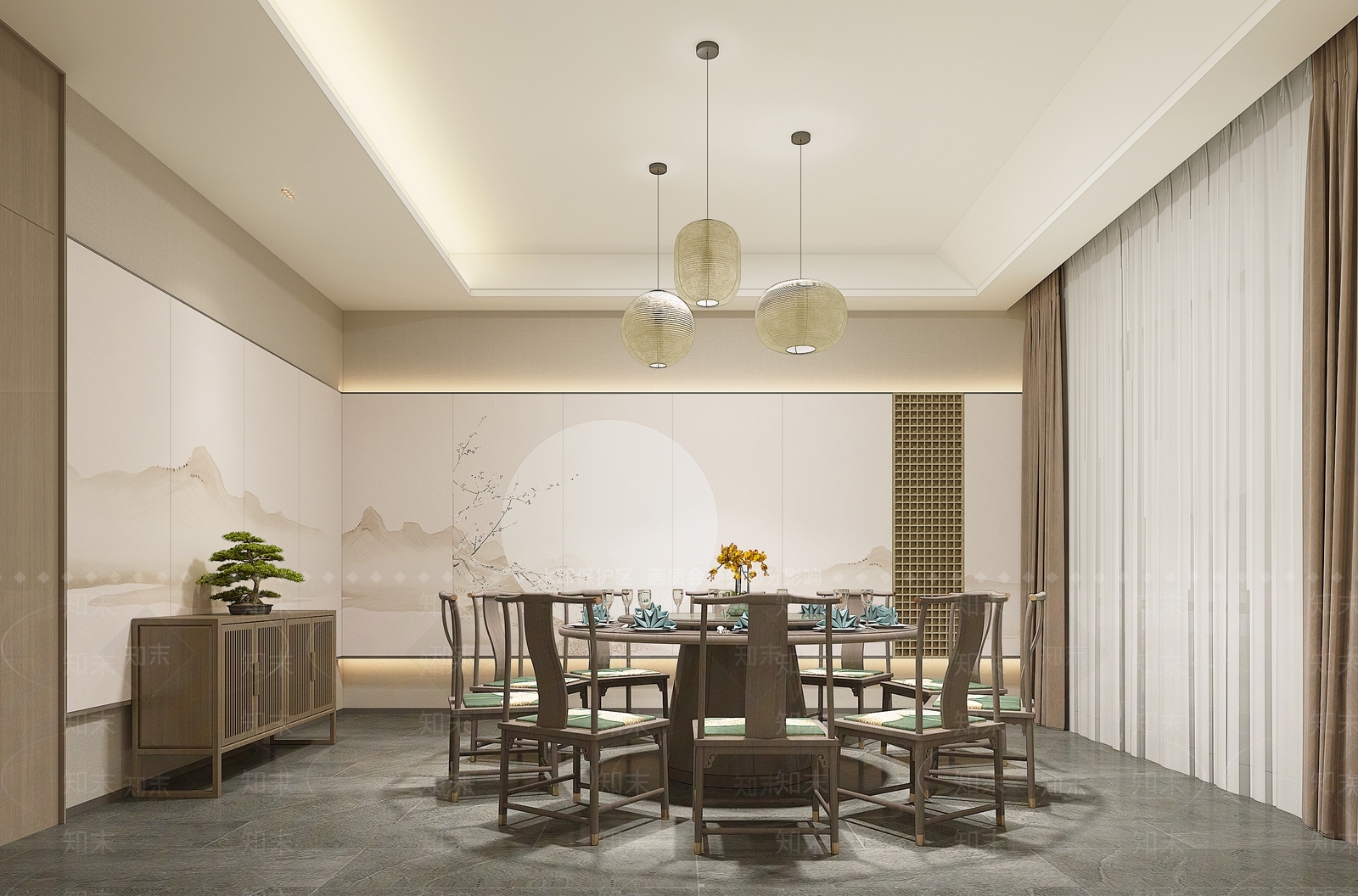 新中式包厢3D模型下载【ID:1184109787】