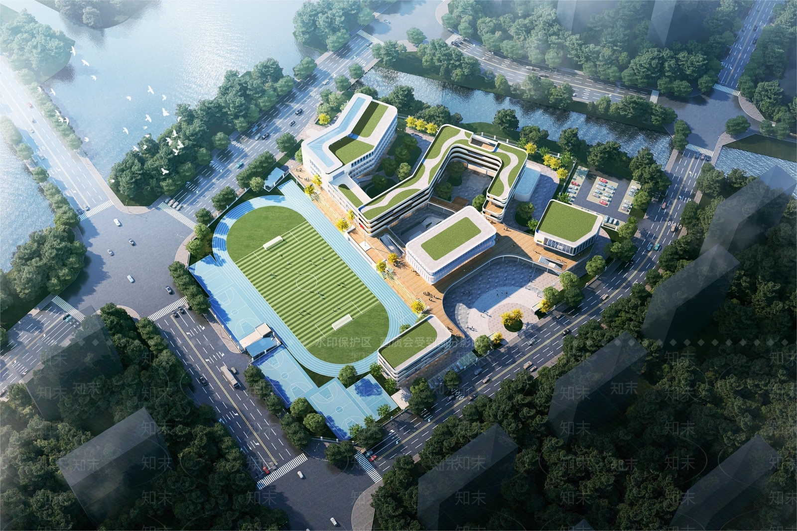 现代学校建筑SU模型下载【ID:1184244451】