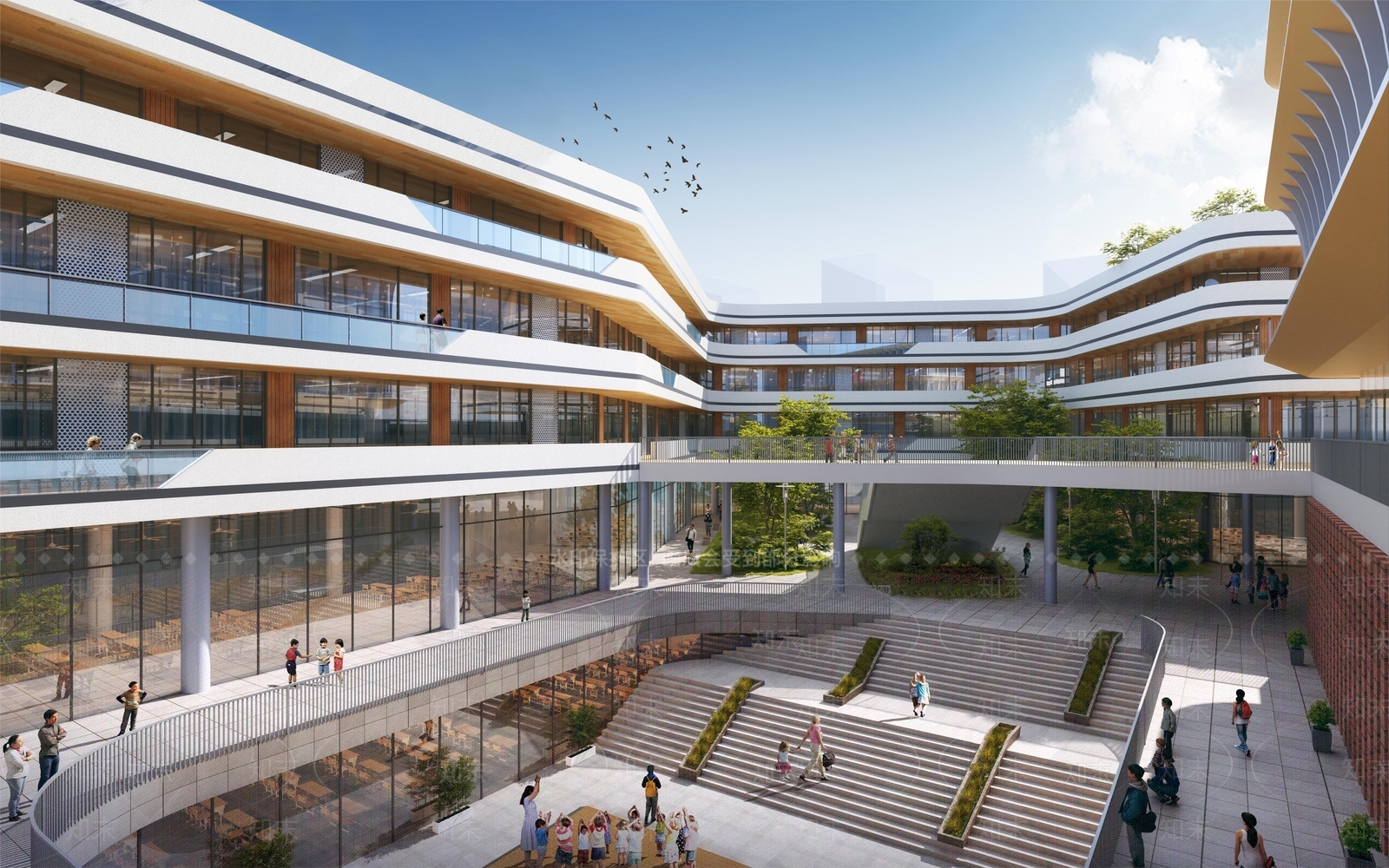 现代学校建筑SU模型下载【ID:1184244451】