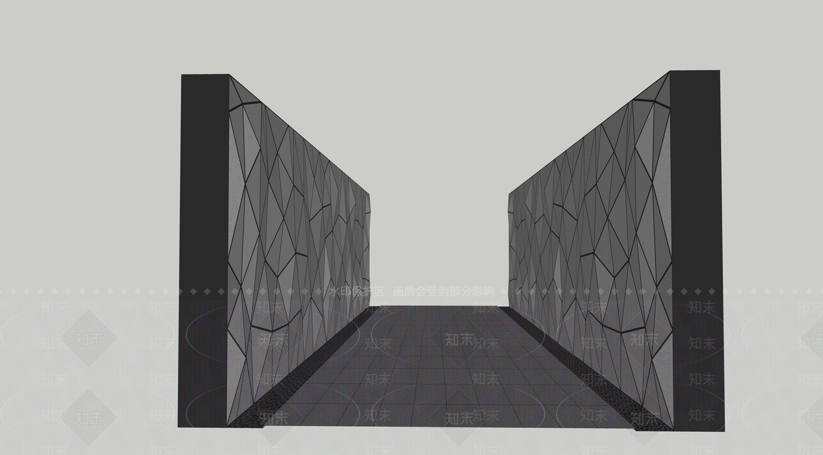 现代景墙SU模型下载【ID:1184111770】