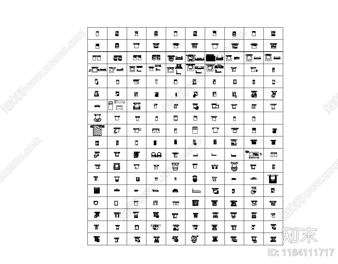 现代床cad施工图下载【ID:1184111717】