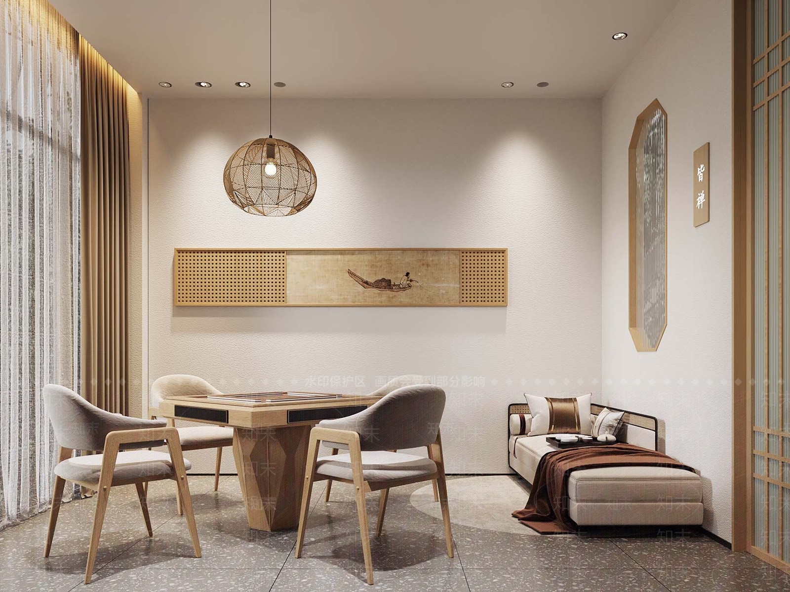 新中式棋牌室SU模型下载【ID:1184116094】