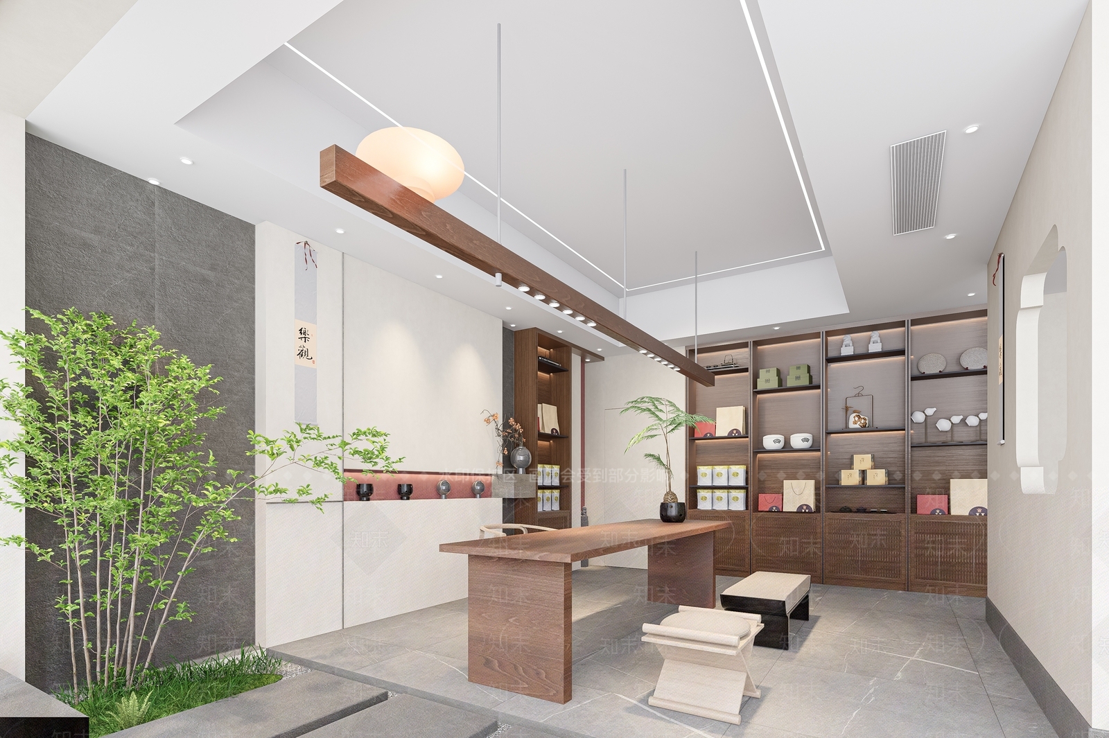 现代新中式茶室SU模型下载【ID:1184126276】