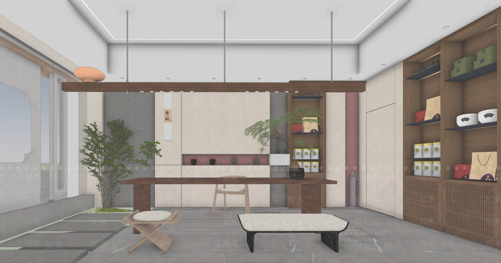 现代新中式茶室SU模型下载【ID:1184126276】