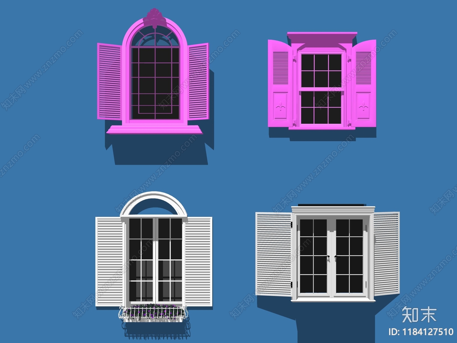 现代欧式窗户组合SU模型下载【ID:1184127510】