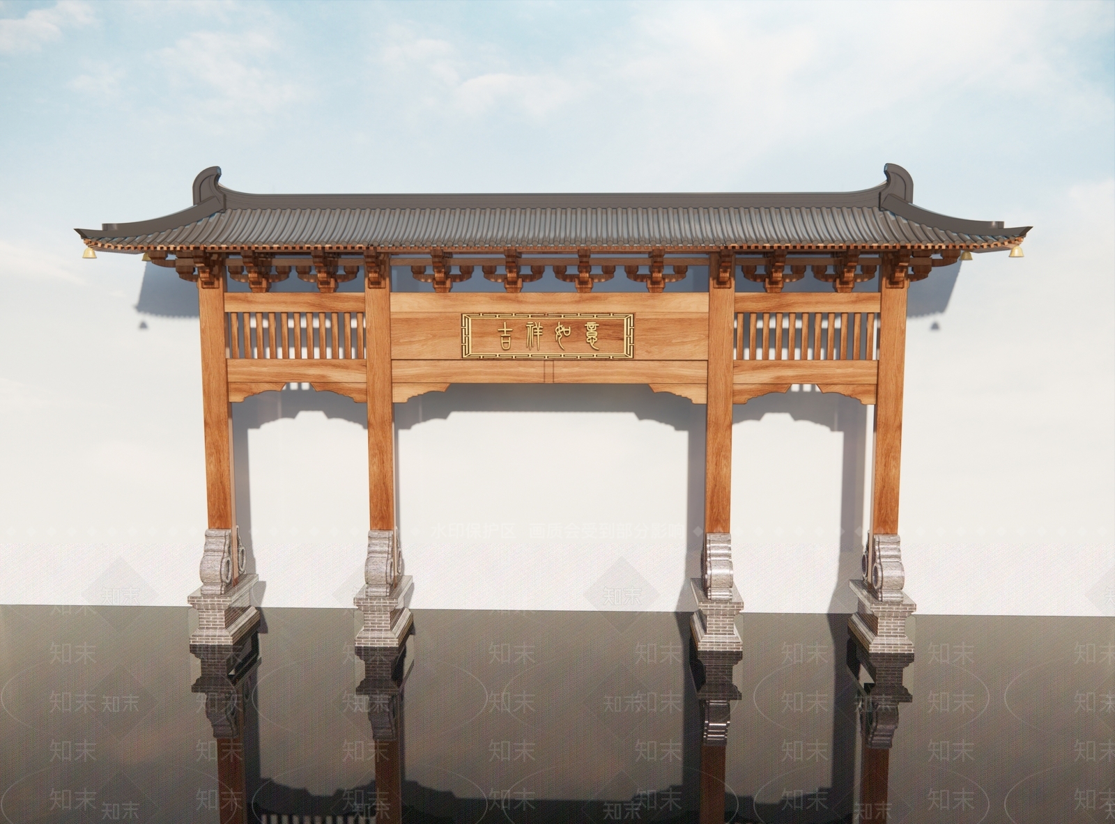 现代新中式牌坊牌楼SU模型下载【ID:1184130903】