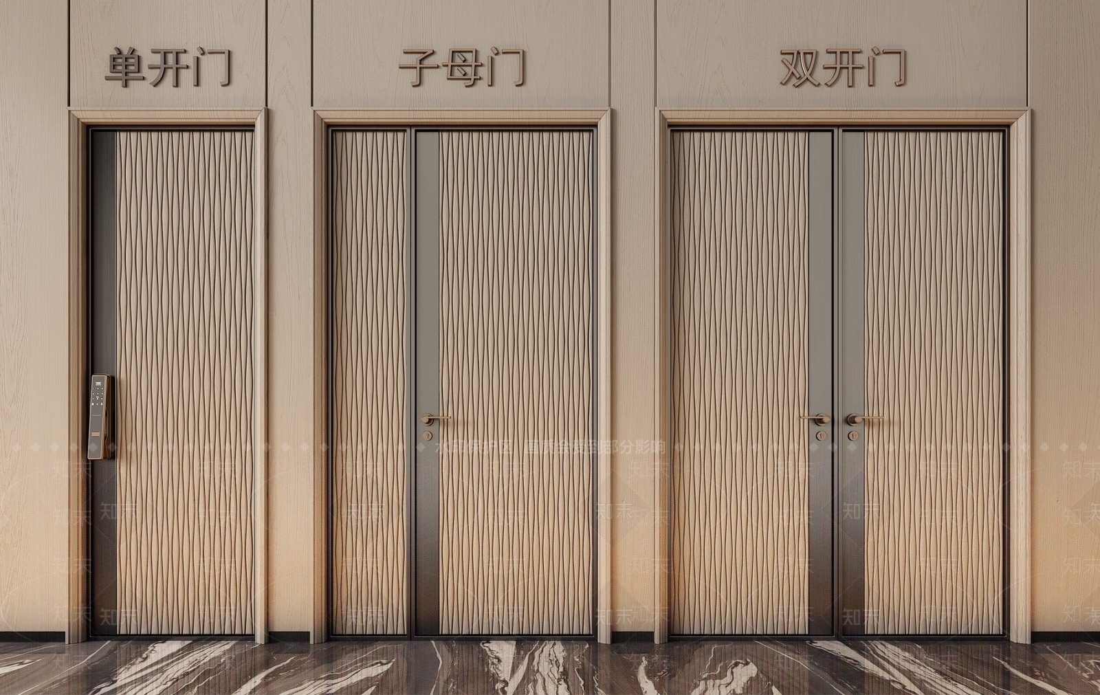 现代新中式双开门SU模型下载【ID:1184136830】
