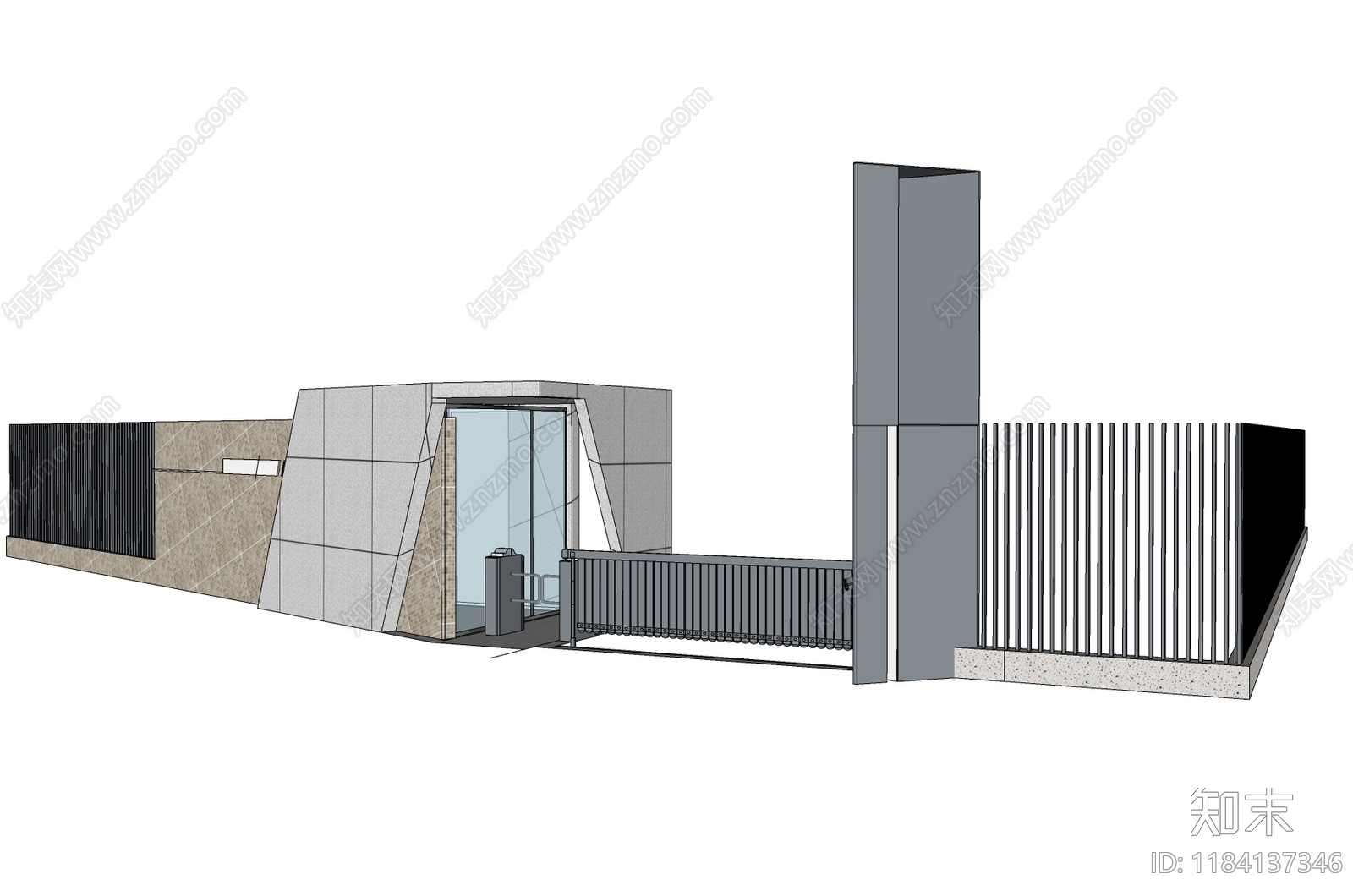 现代入口大门SU模型下载【ID:1184137346】