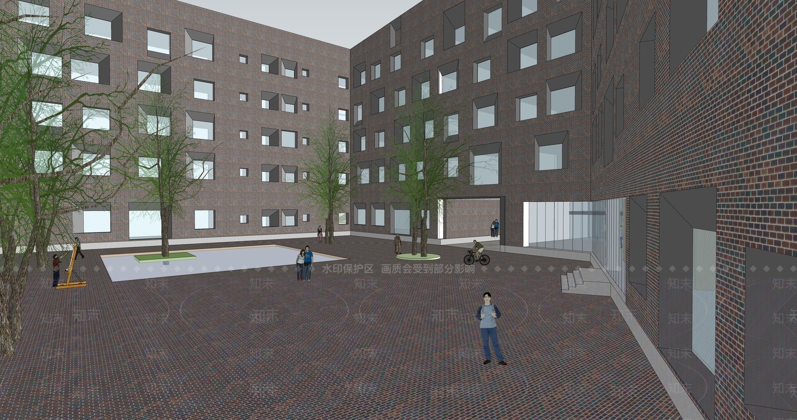 现代简约学校建筑SU模型下载【ID:1184150877】