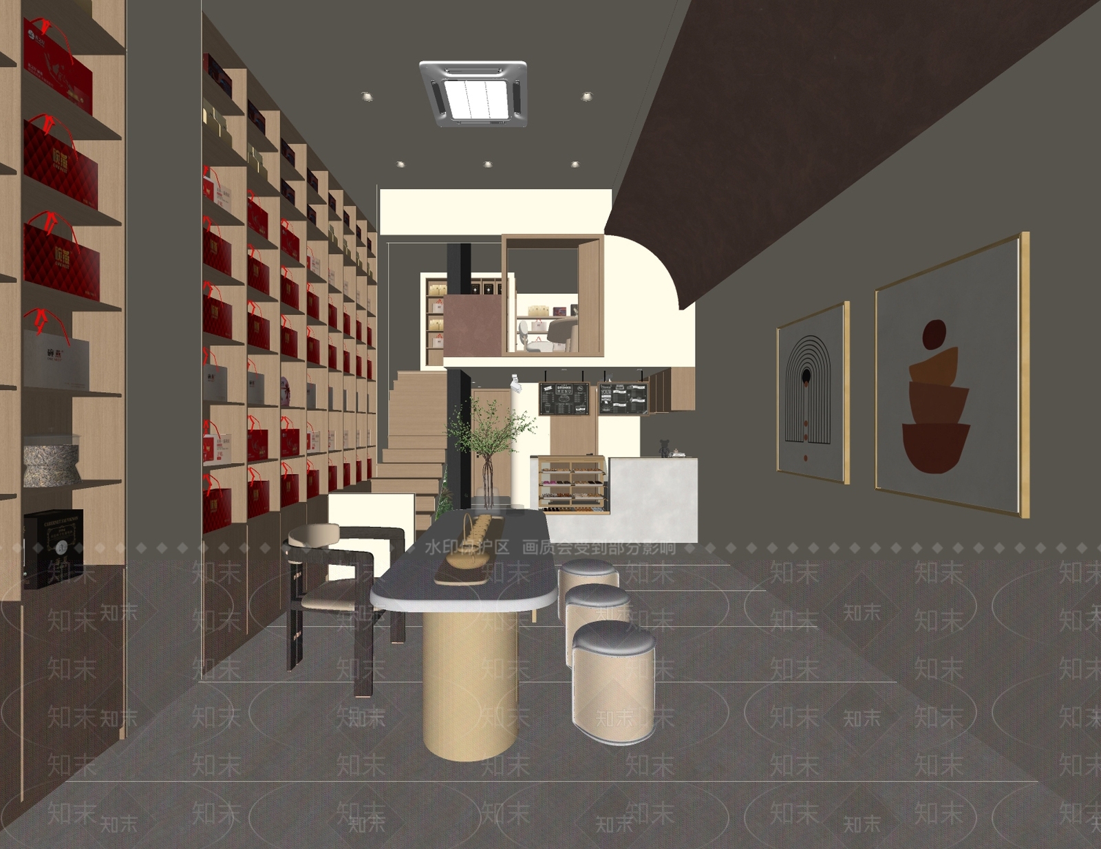 现代奶油其他店铺SU模型下载【ID:1184152432】