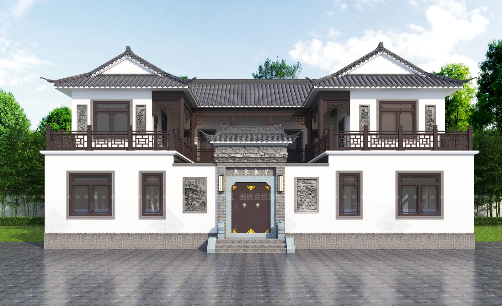 中式新中式四合院3D模型下载【ID:1184158412】