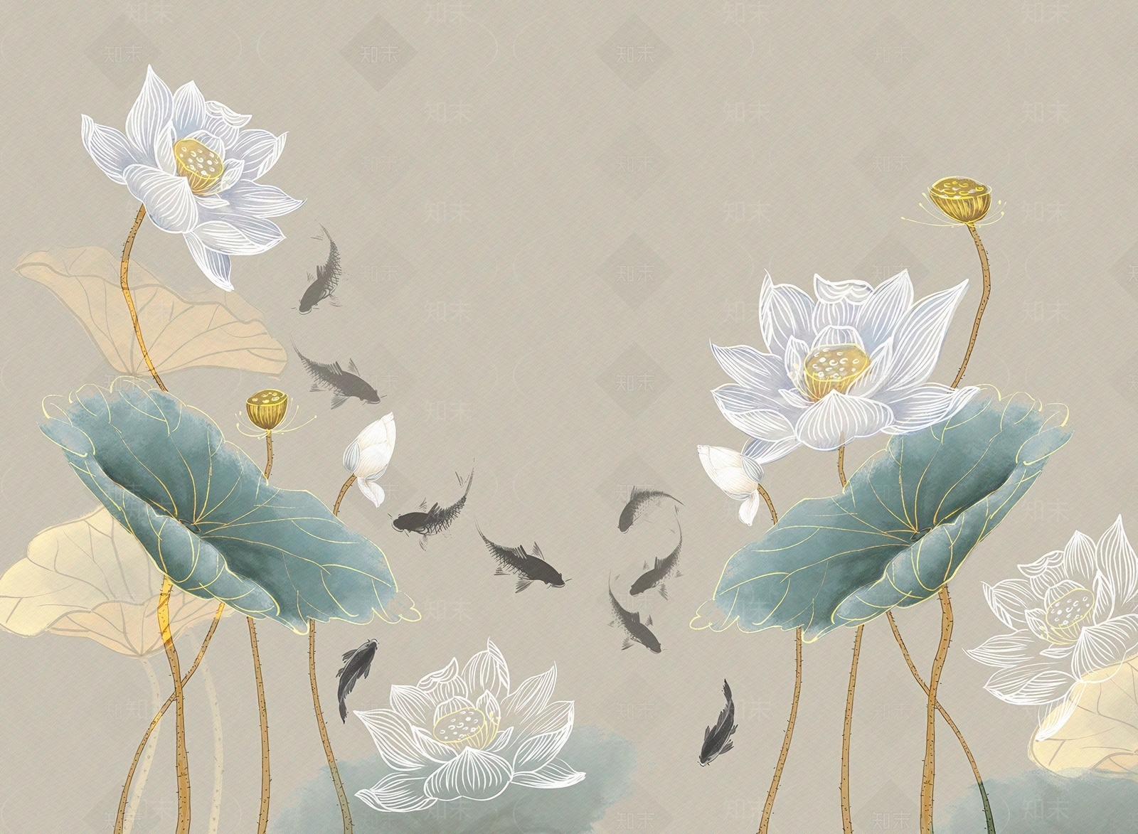 新中式中式壁画贴图下载【ID:1184166282】_【知末网贴图库】
