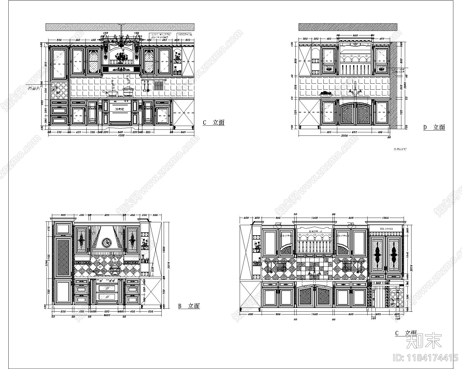 美式综合家具图库施工图下载【ID:1184174415】