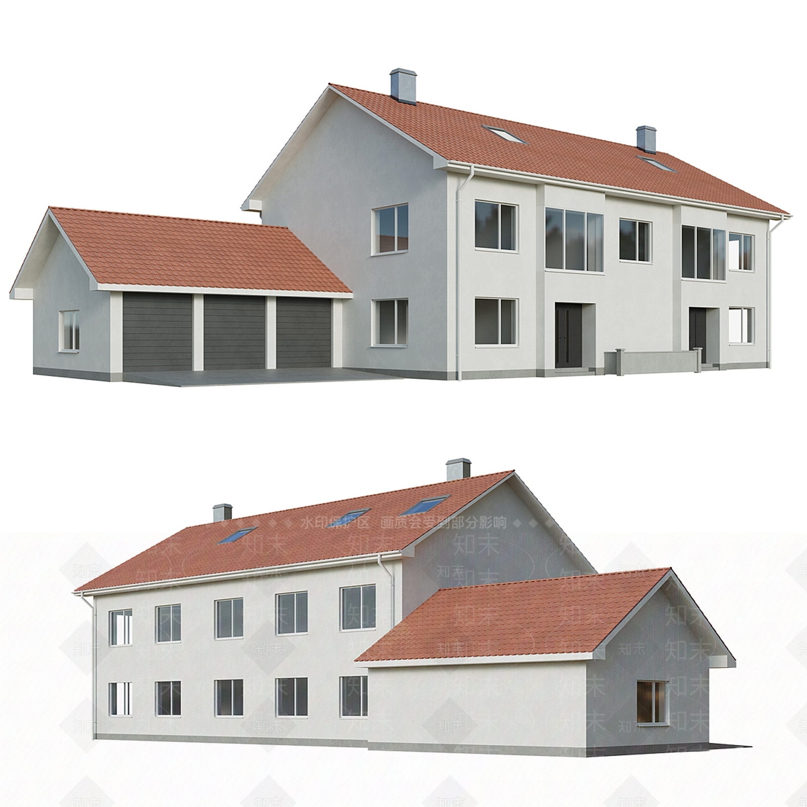 现代新中式别墅外观3D模型下载【ID:1184174996】