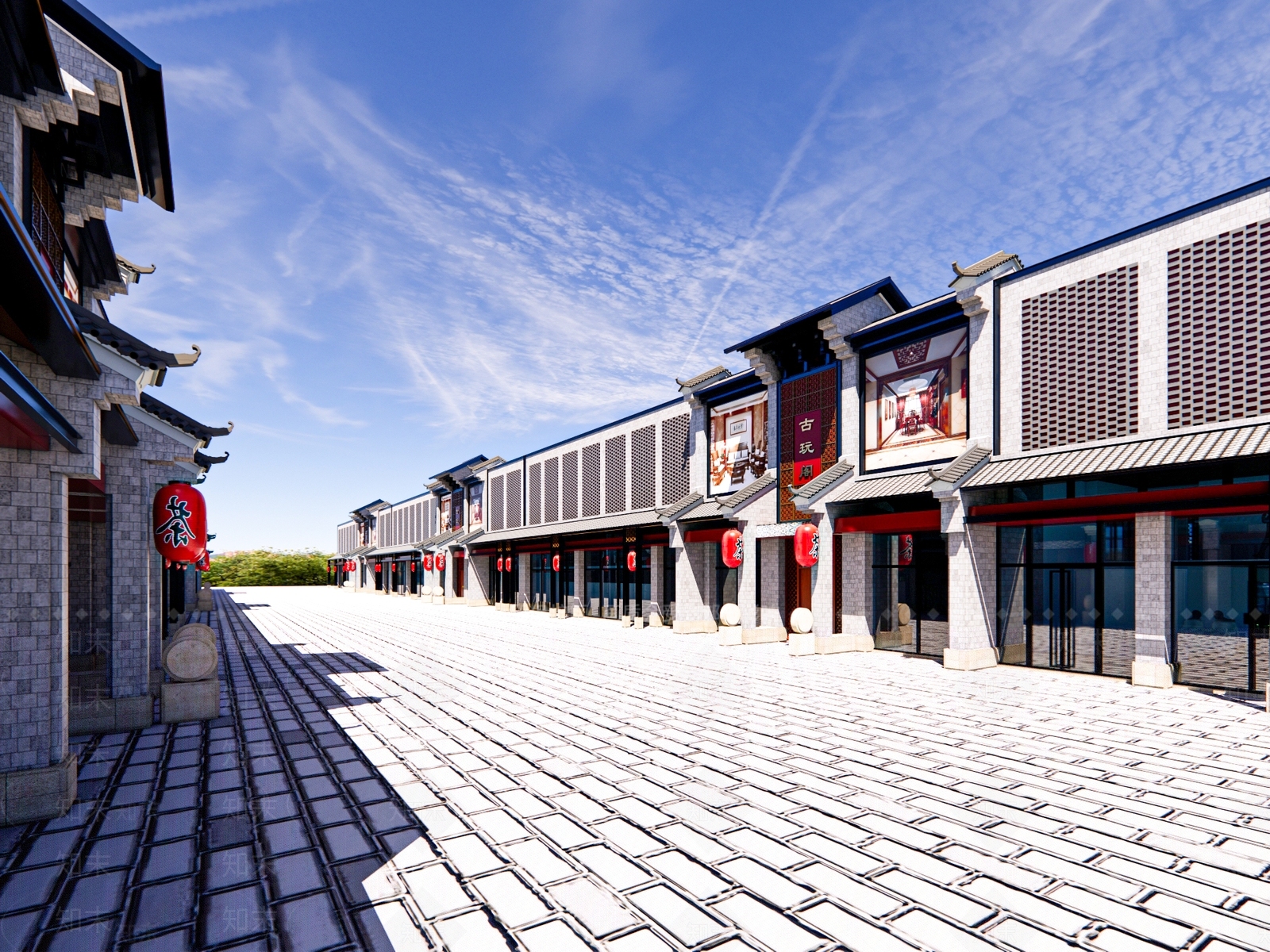 新中式中式商业街3D模型下载【ID:1184181264】