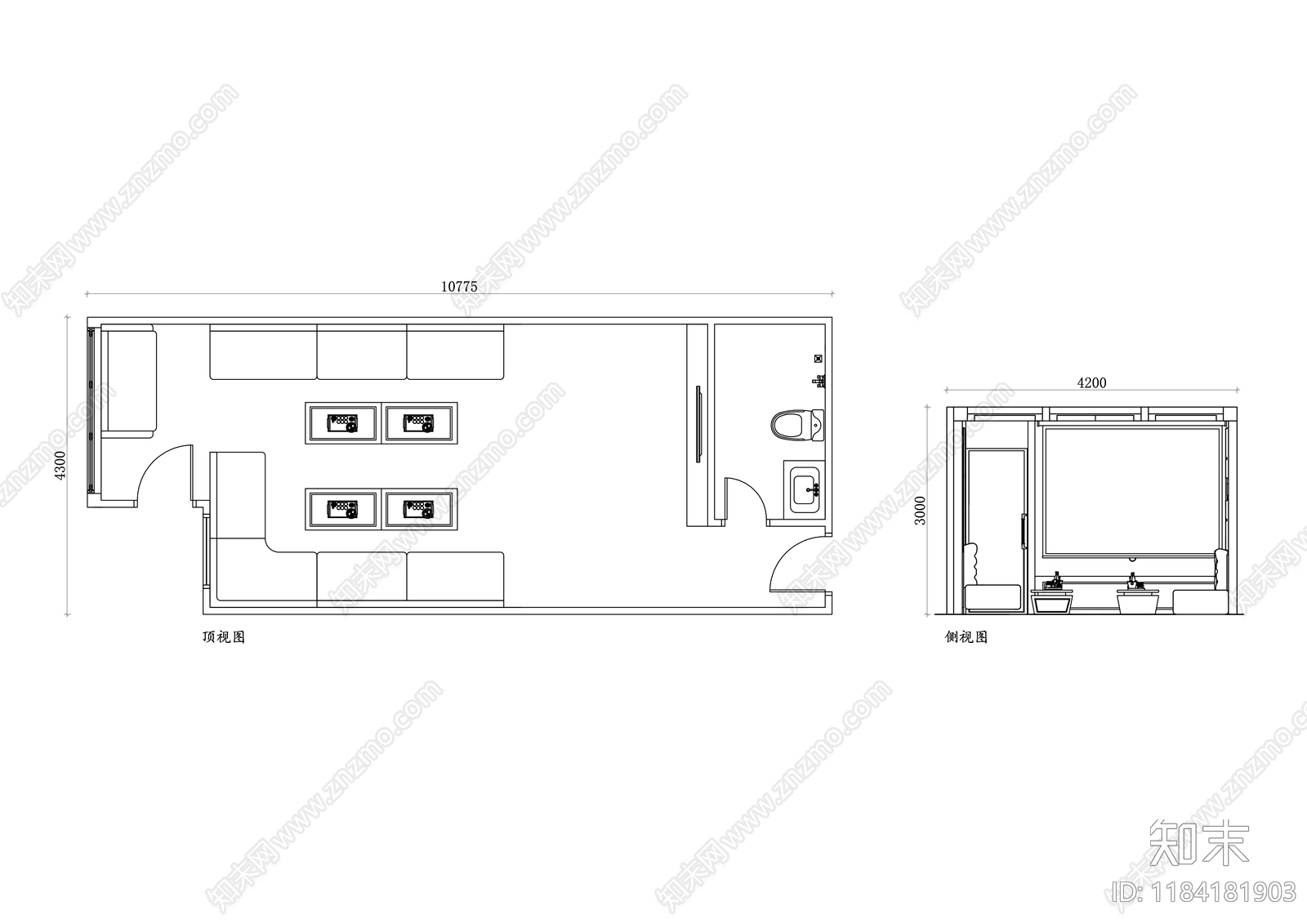 现代KTV施工图下载【ID:1184181903】