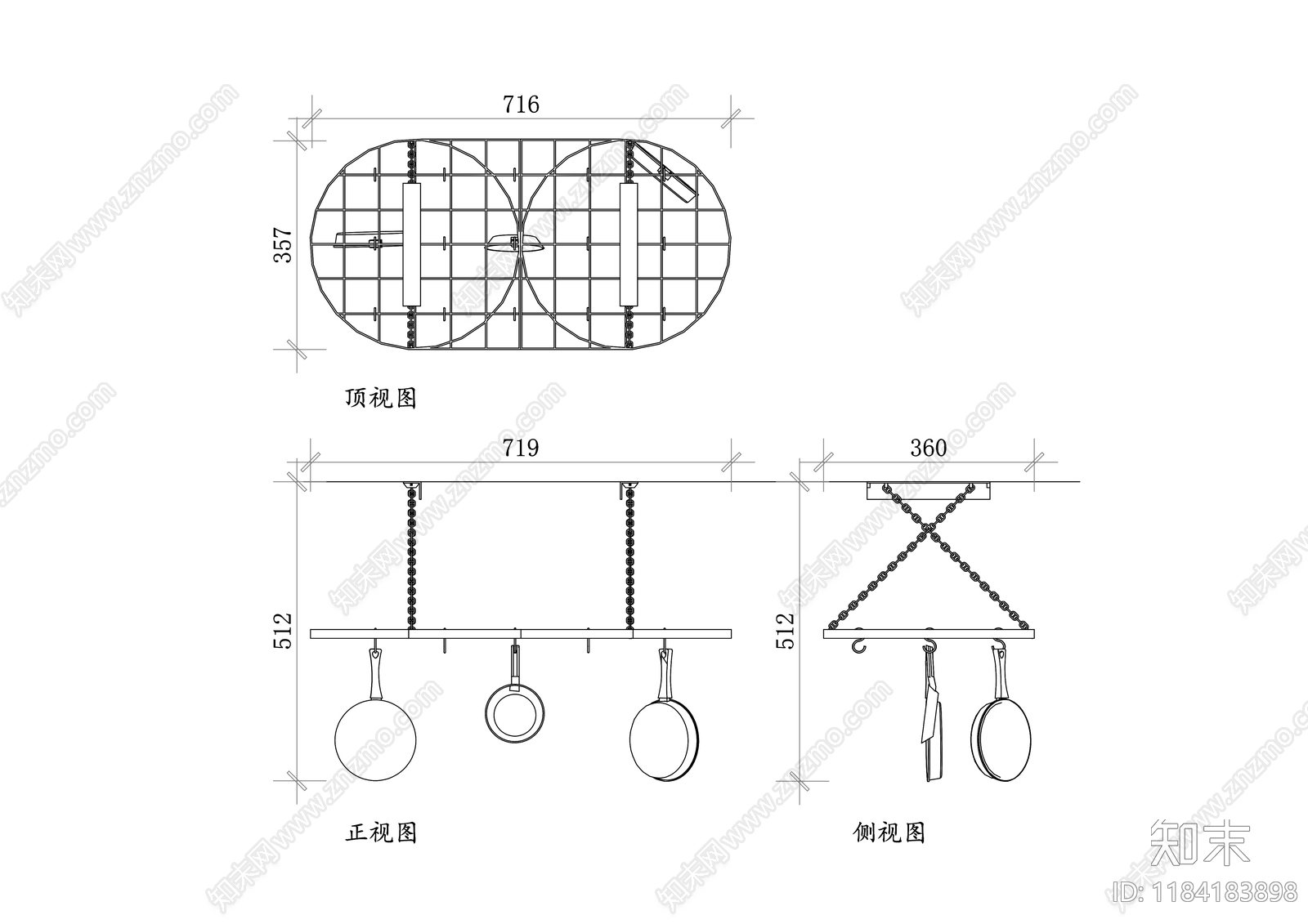现代厨房设施施工图下载【ID:1184183898】