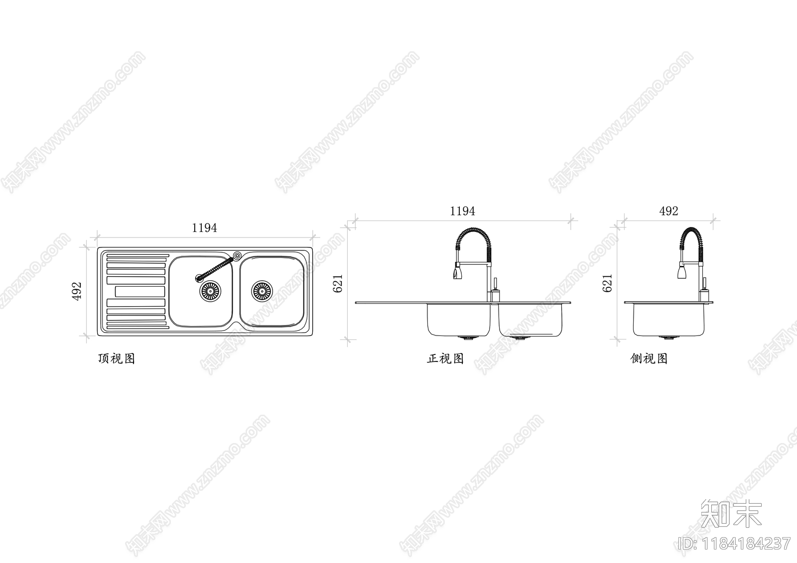 现代厨房设施施工图下载【ID:1184184237】