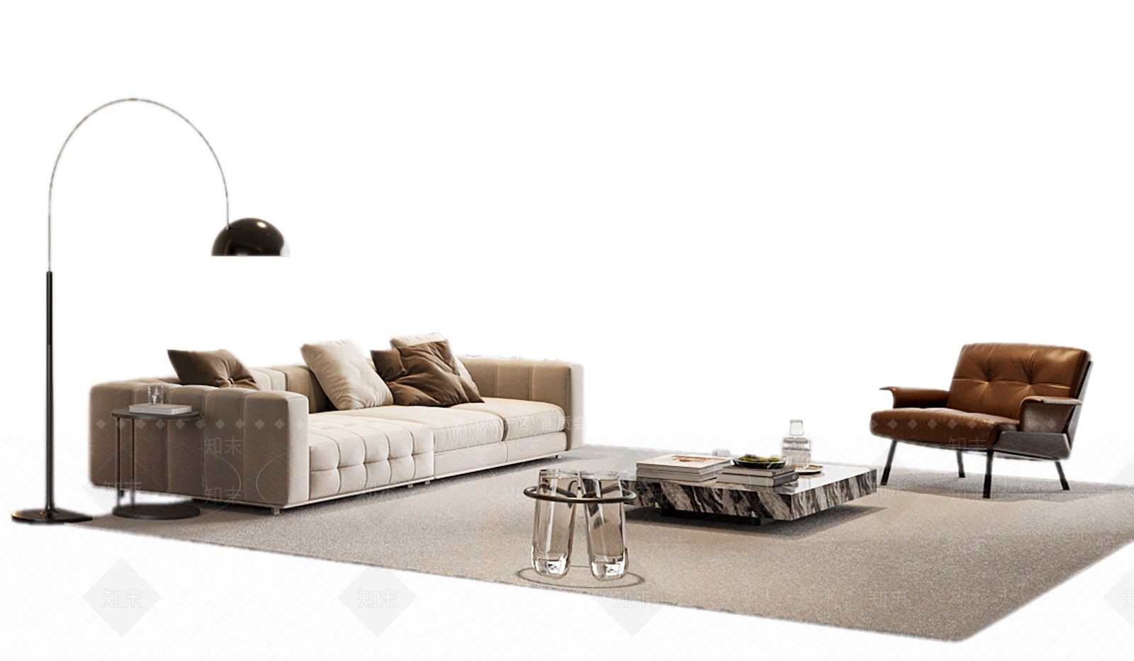 现代简约沙发组合SU模型下载【ID:1184184487】