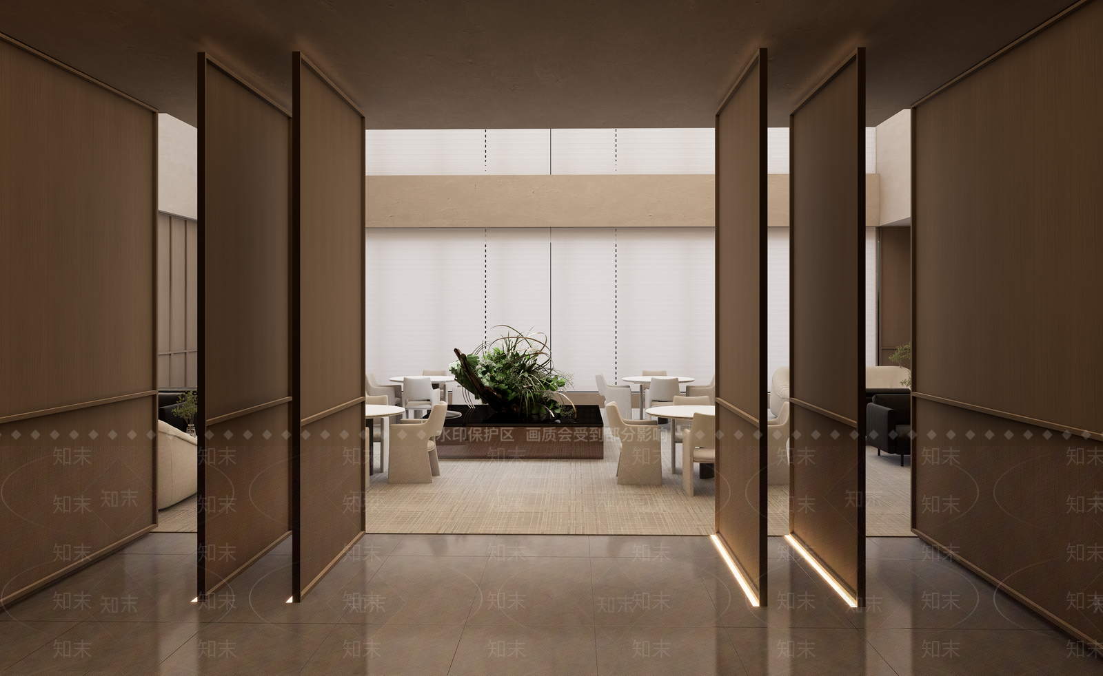 侘寂新中式宴会厅SU模型下载【ID:1184189873】