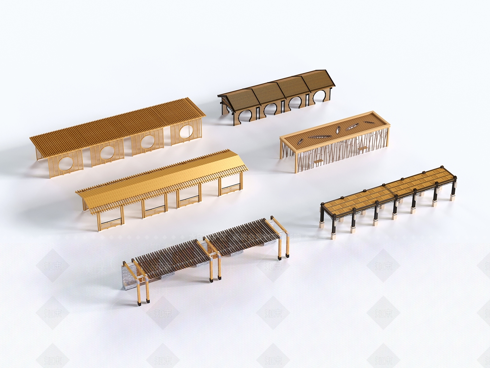 现代廊架3D模型下载【ID:1184191710】