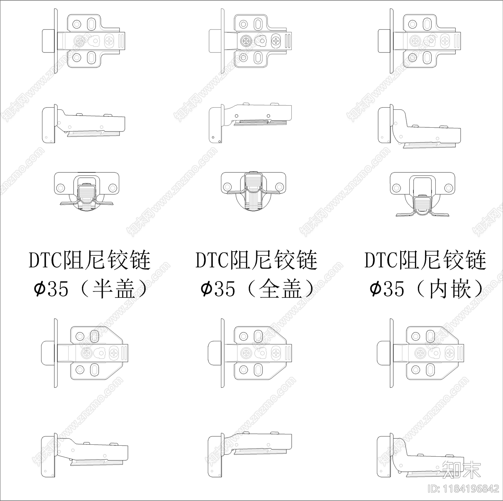 现代新中式五金管件cad施工图下载【ID:1184196842】