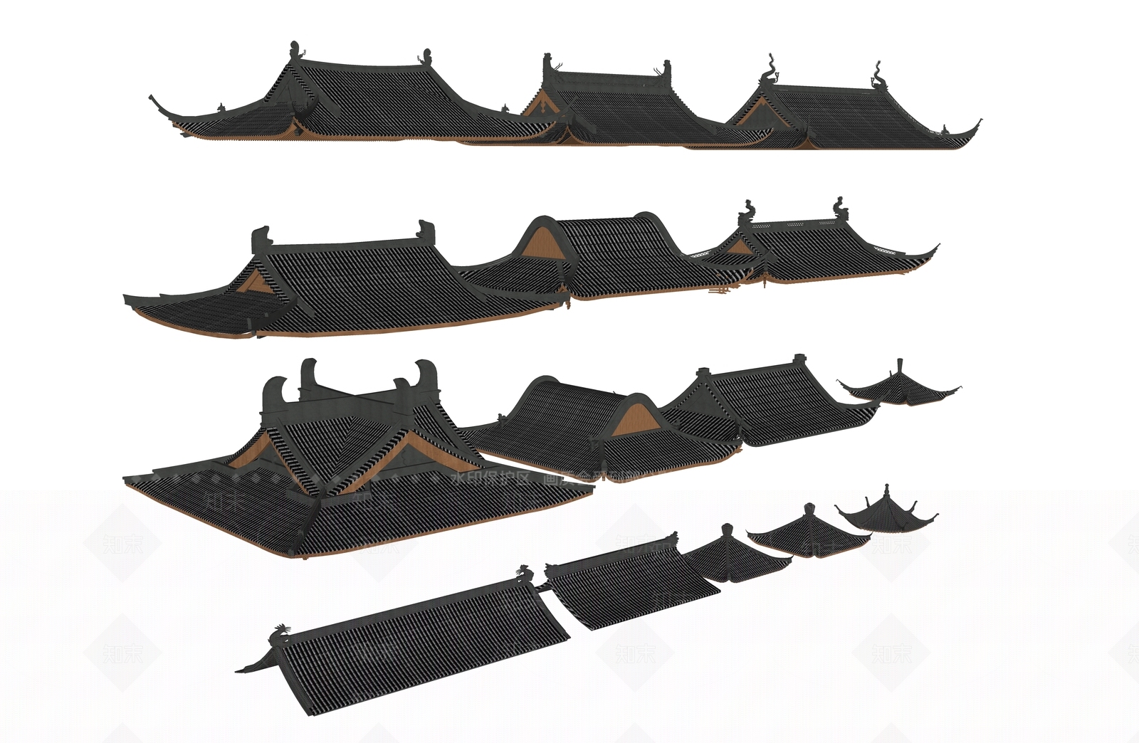 中式古建筑SU模型下载【ID:1184201812】