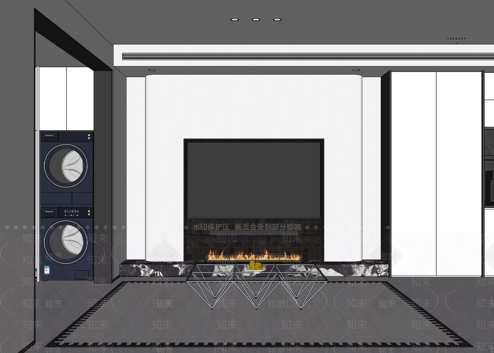 现代极简壁炉SU模型下载【ID:1184203553】