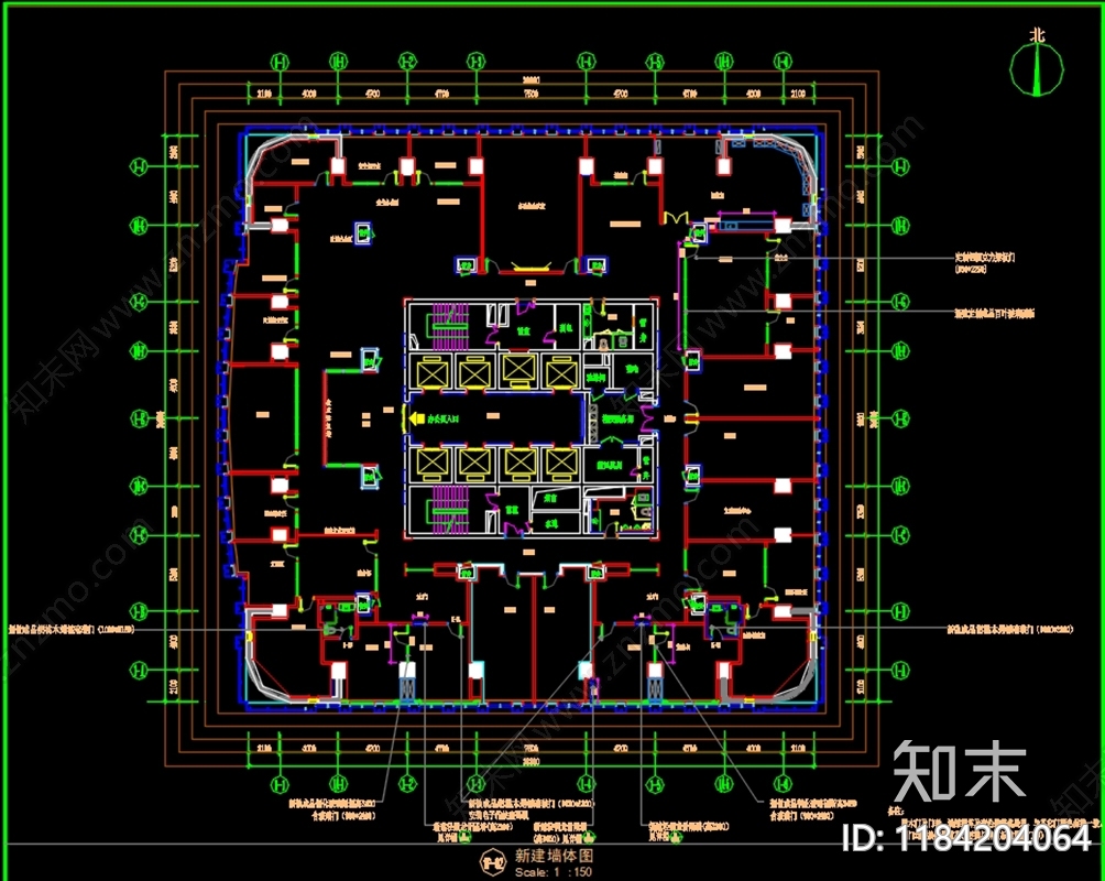 现代开放办公室施工图下载【ID:1184204064】