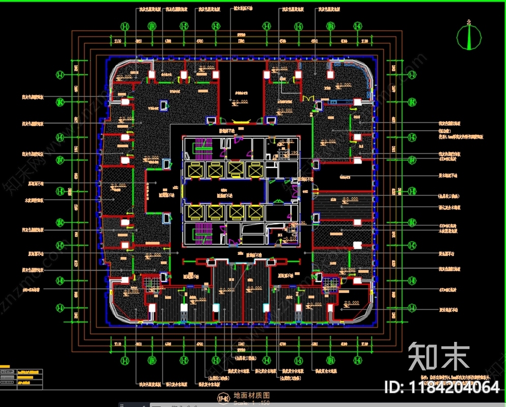 现代开放办公室cad施工图下载【ID:1184204064】