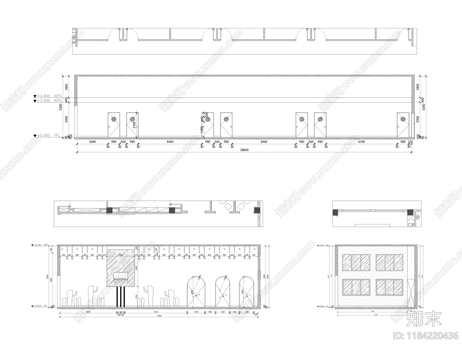 现代培训中心cad施工图下载【ID:1184220436】