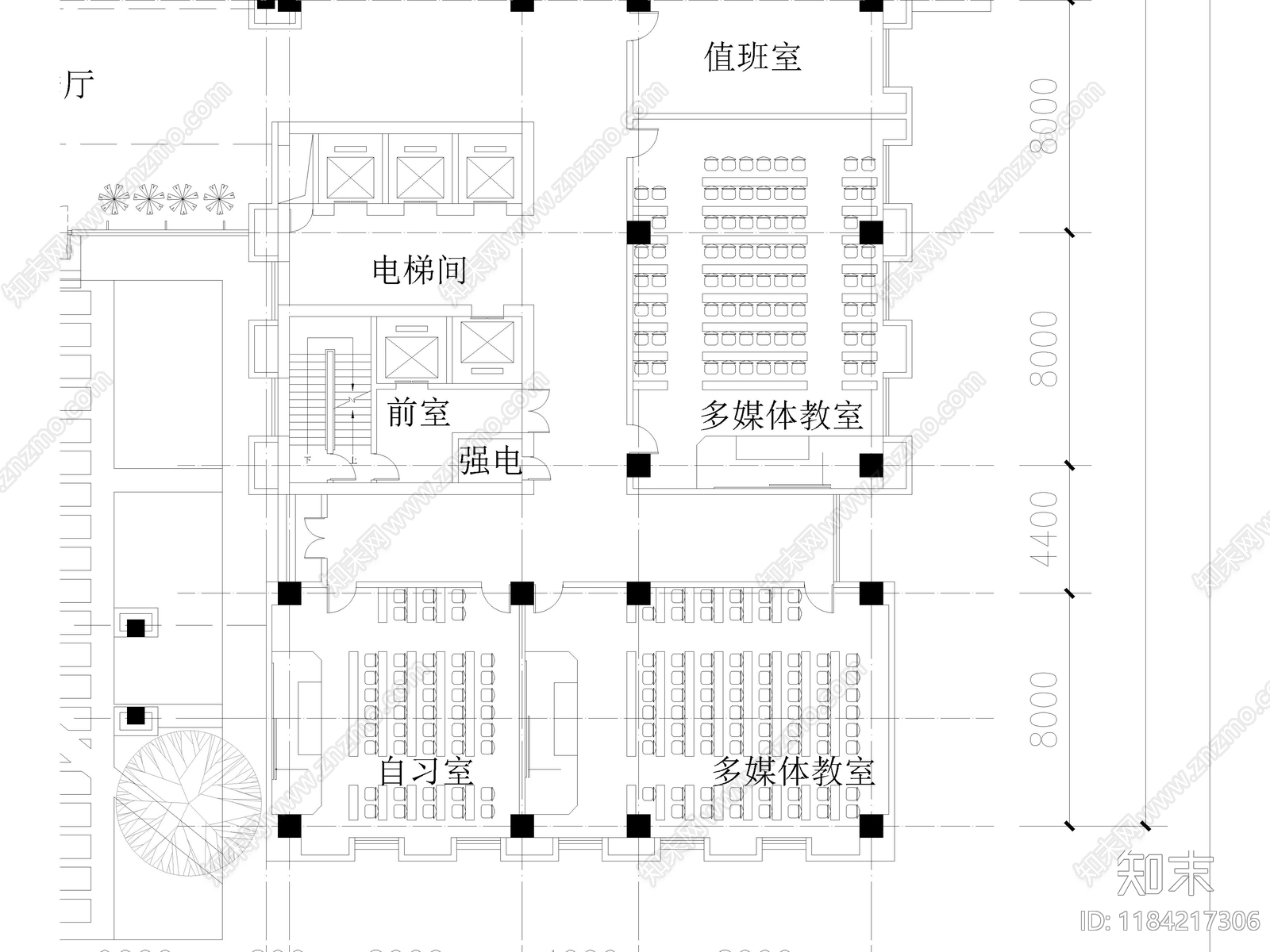 现代教室cad施工图下载【ID:1184217306】