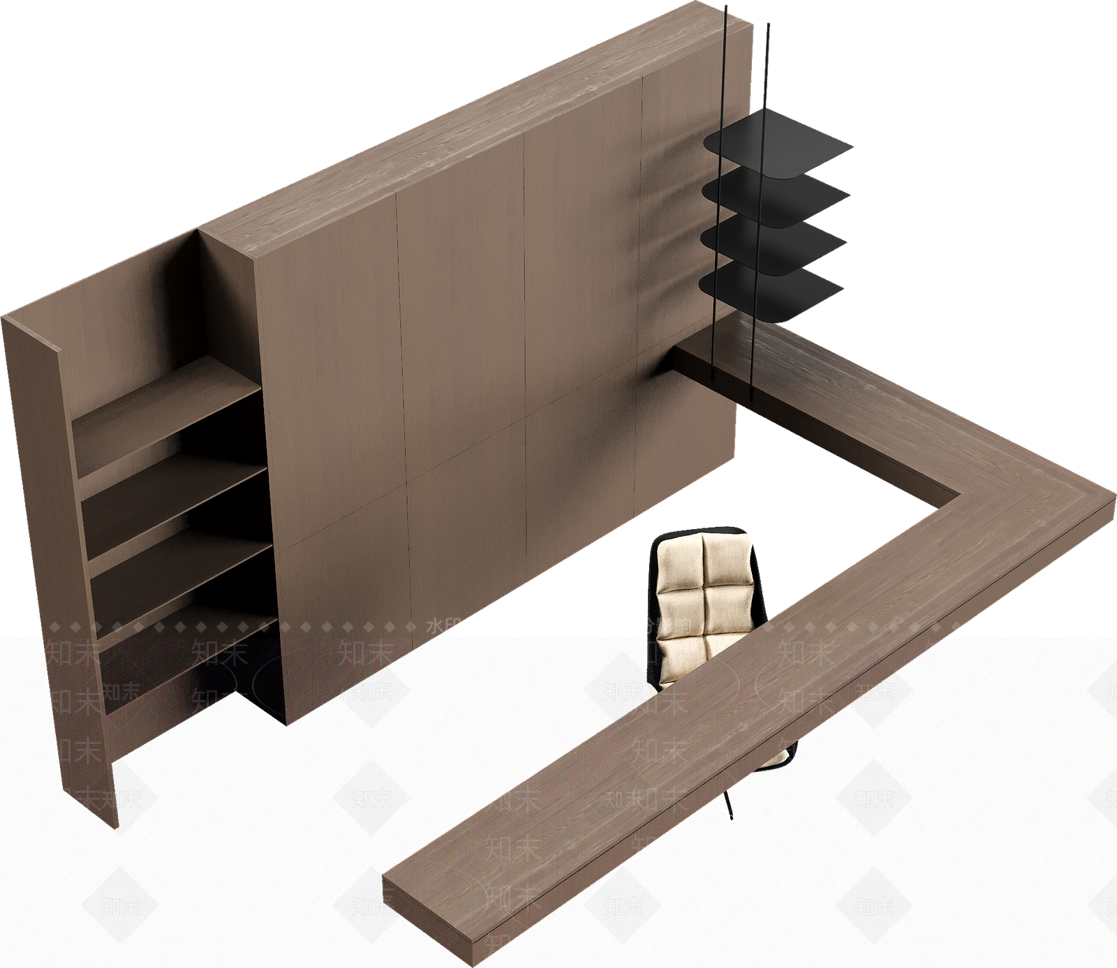 现代书柜3D模型下载【ID:1184221588】