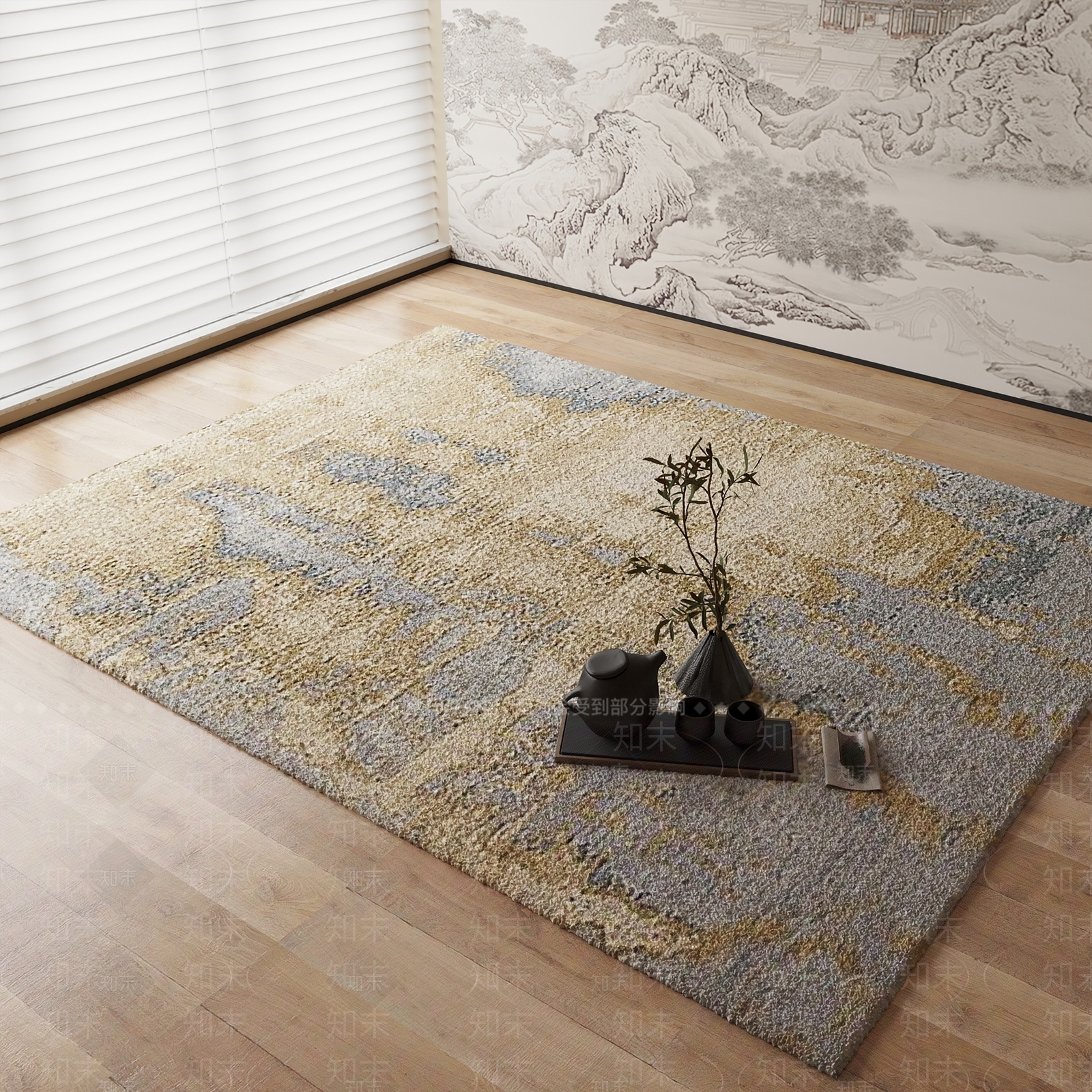 新中式地毯3D模型下载【ID:1184222288】