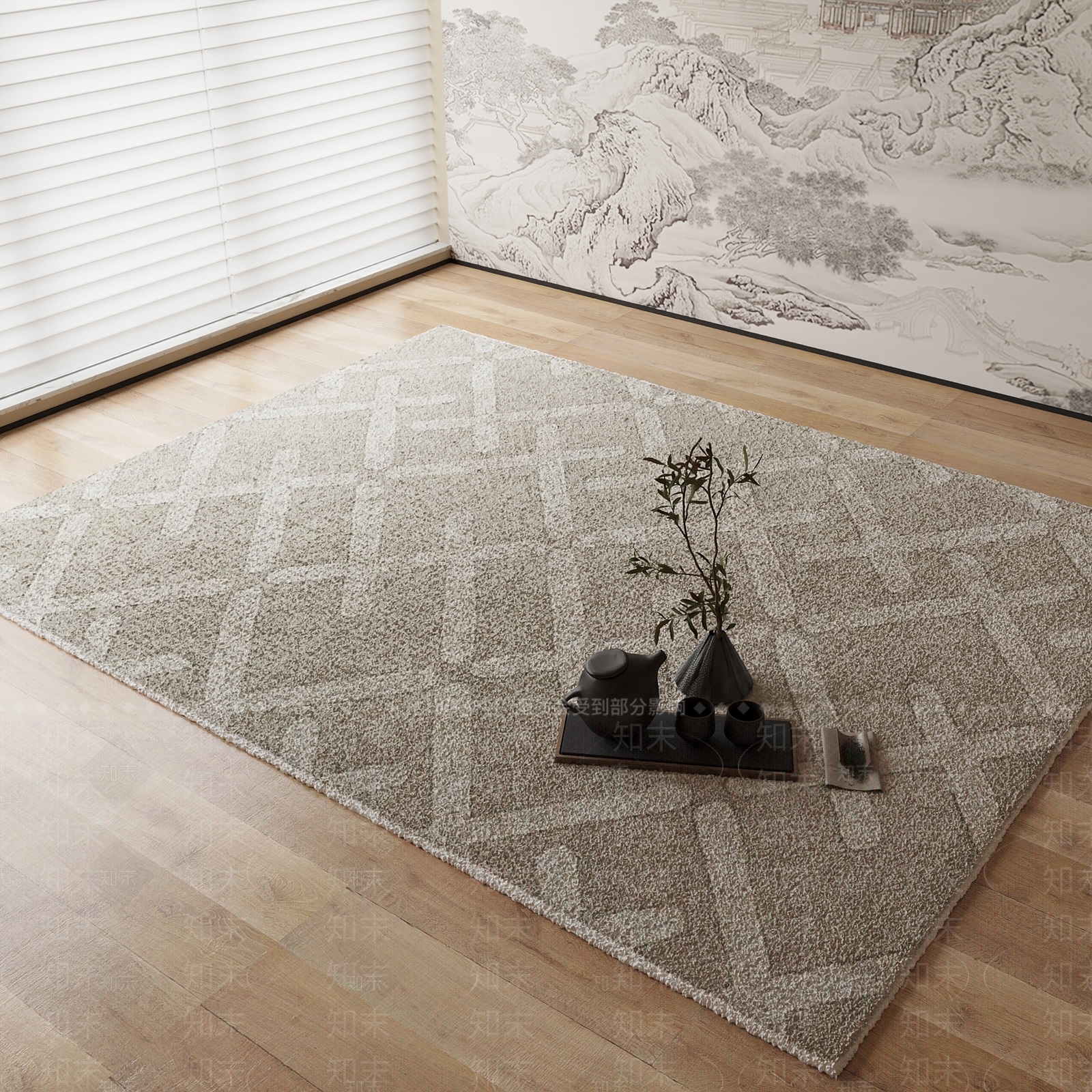 新中式地毯3D模型下载【ID:1184222771】