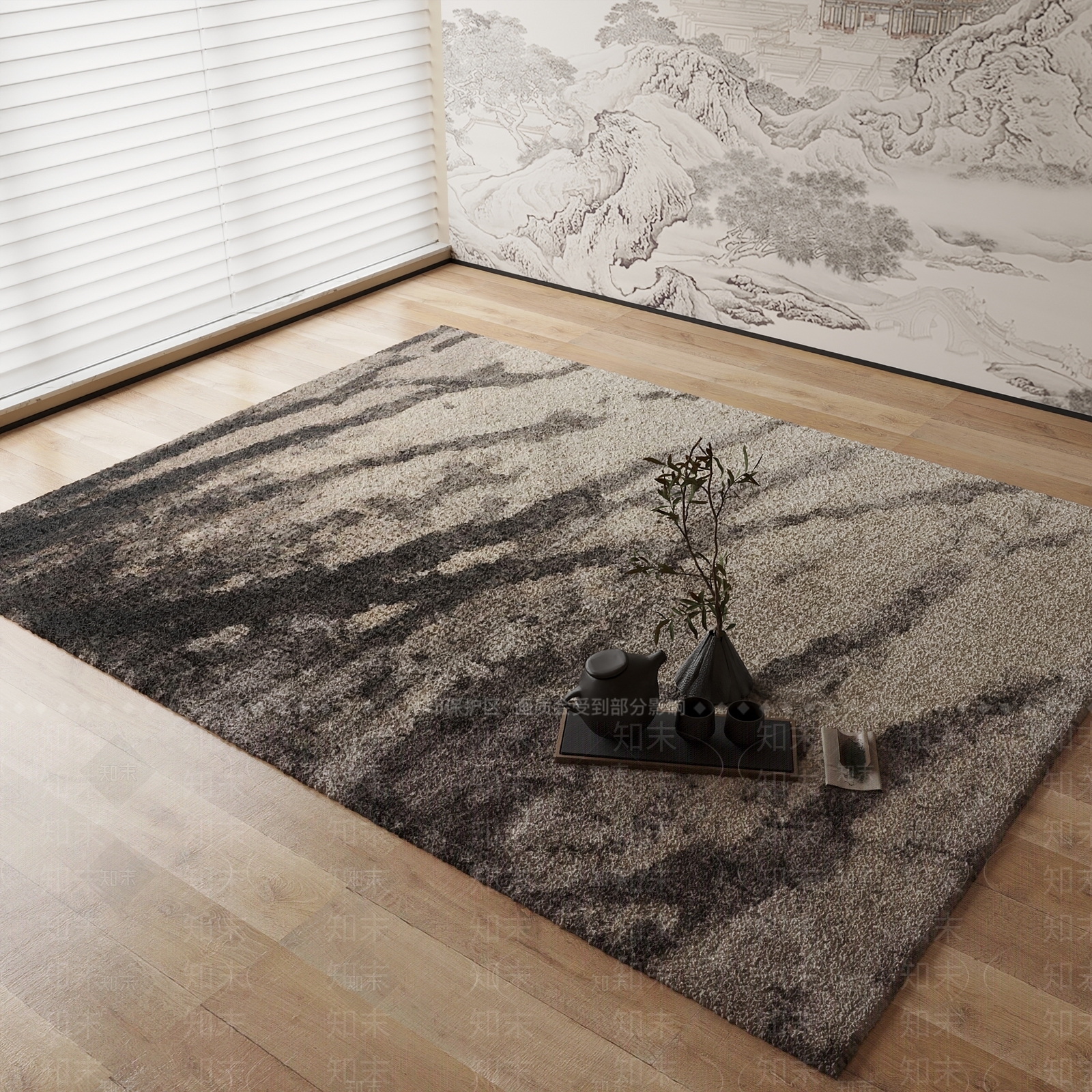 新中式地毯3D模型下载【ID:1184223107】