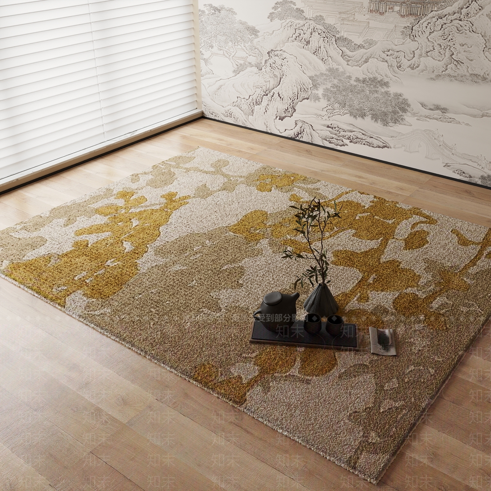 新中式地毯3D模型下载【ID:1184223672】