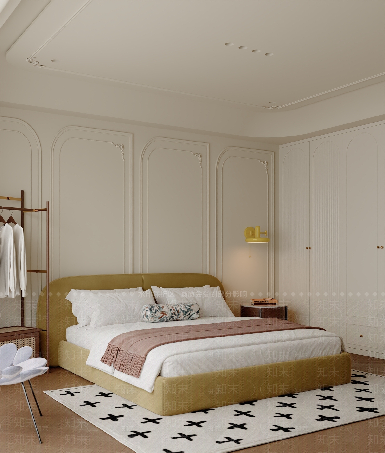 奶油美式家居卧室3D模型下载【ID:1184223722】