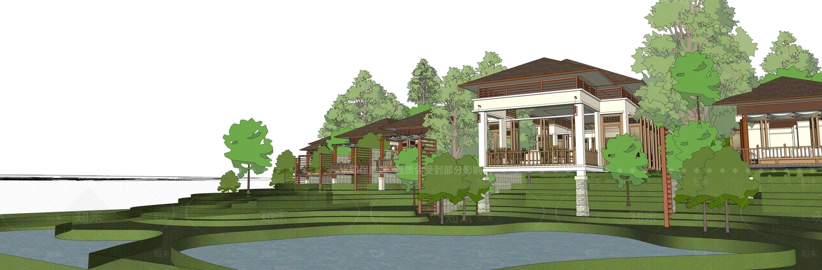 现代酒店建筑SU模型下载【ID:1184225008】
