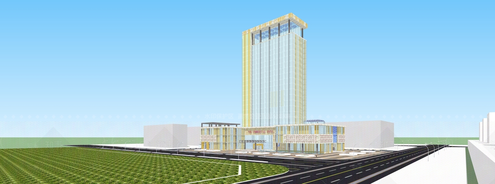 现代酒店建筑SU模型下载【ID:1184225285】