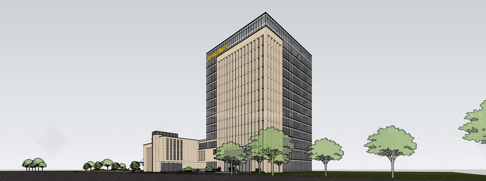 现代酒店建筑SU模型下载【ID:1184225810】