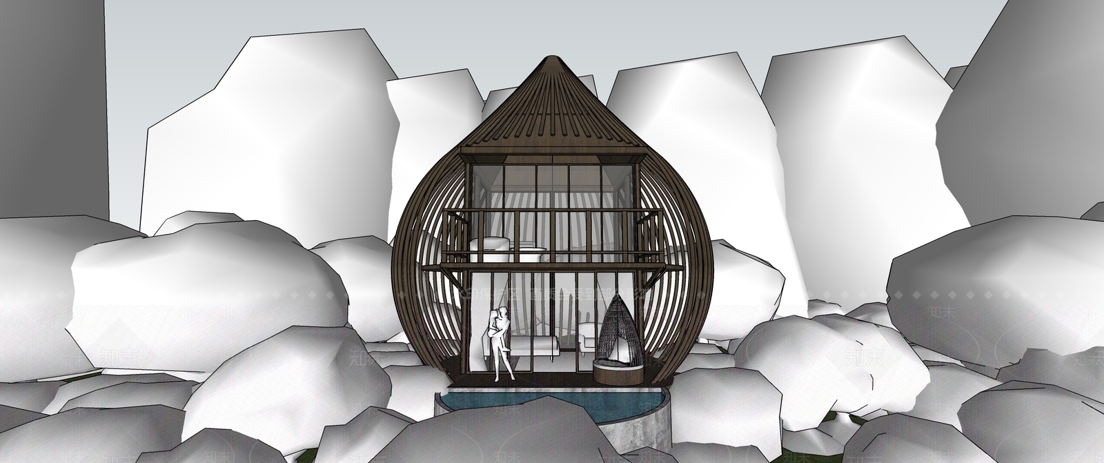 现代原木其他景观小建筑SU模型下载【ID:1184234871】